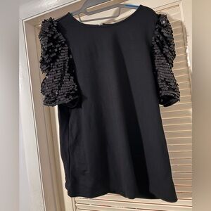 NWT Maurices Black Top with Sequin Sleeves
